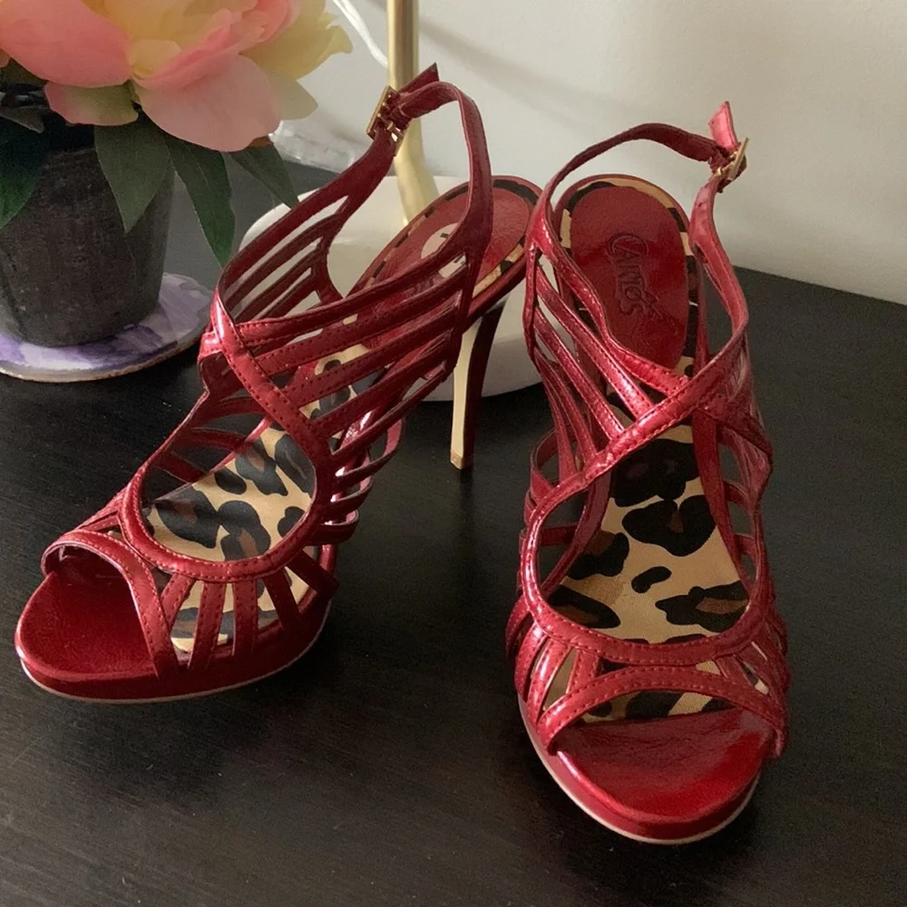 Carlos Red Strappy Heels - Picture 2 of 9
